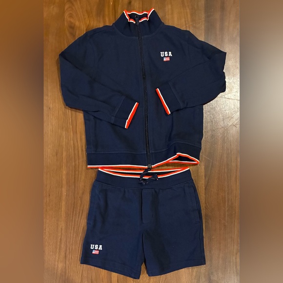 Janie And Jack Embroidered USA Jacket & Pique Short - Picture 4 of 8